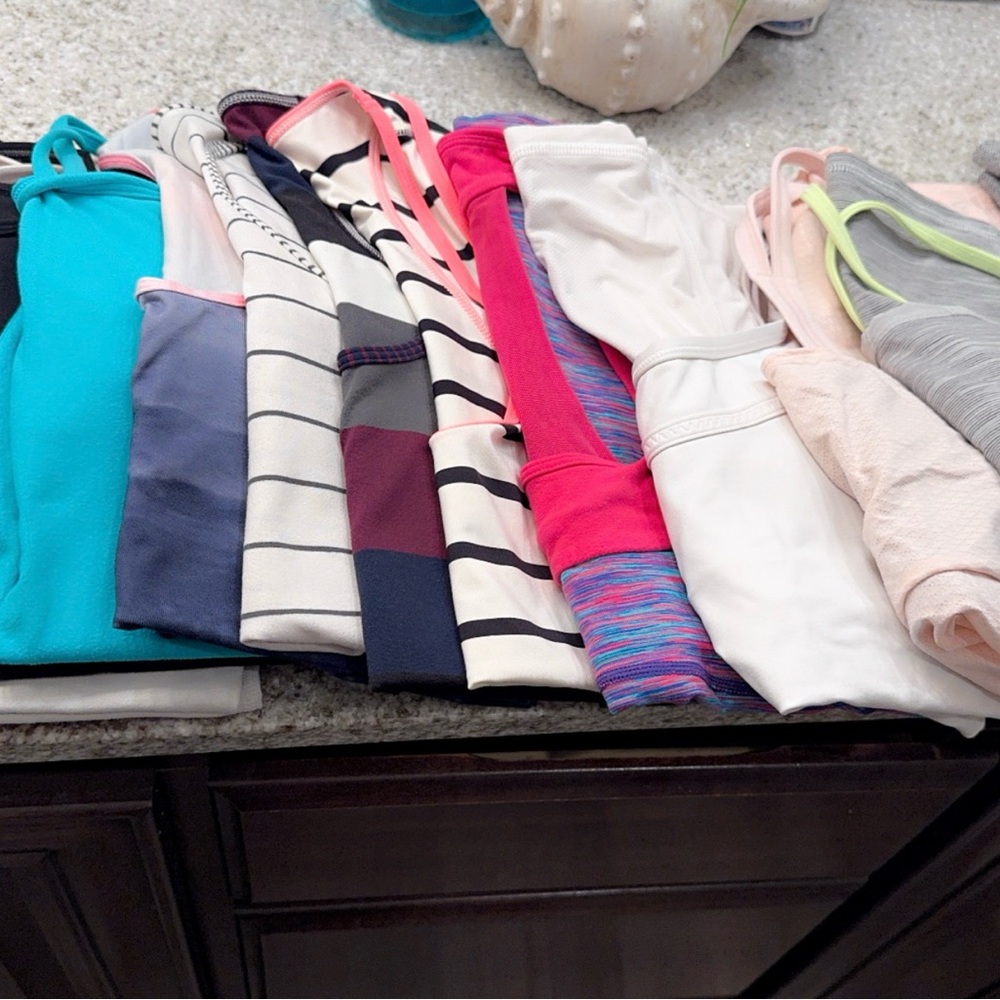 Lululemon Athletica Blue and Pink Polo Collar Tank Top